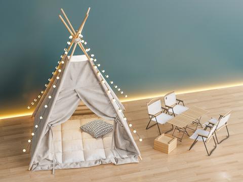 Modern children's tent camping sketch