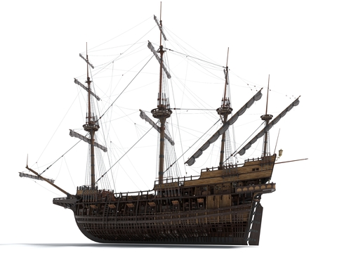 European-style sailing ship, sea ship, pirate ship, war ship