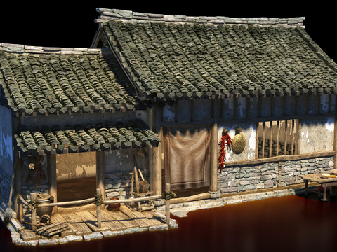 Chinese-style ancient farmer thatched house