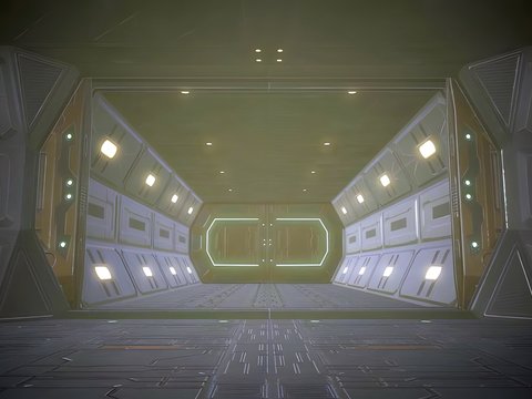 Sci-fi Scene Space Station Corridor