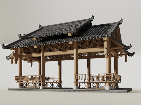 Chinese-style antique gallery gallery pavilion