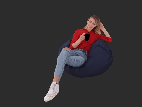 Casual Lady Sitting Posture Figure