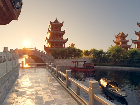 Landscape of Chinese River Moat