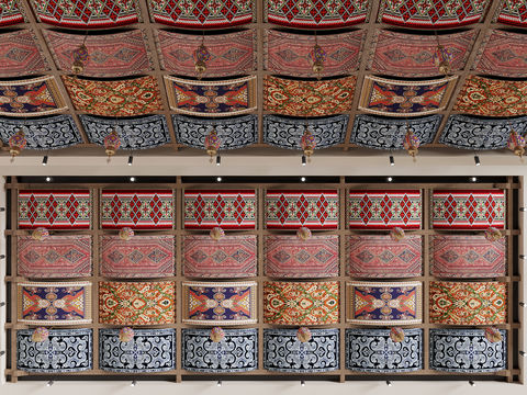 Chinese ethnic style fabric ceiling, curtain ceiling