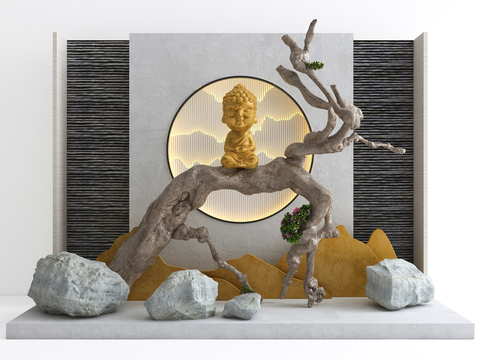 Landscape sketch Buddha sculpture landscape wall