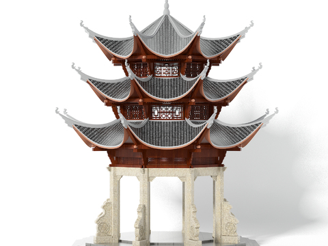 Chinese-style ancient tower tower Buddha tower bell tower