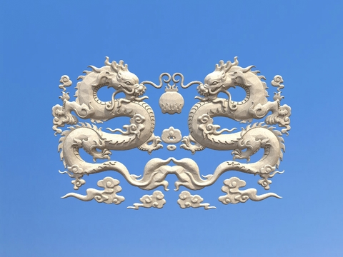 Chinese-style relief double dragon play with beads