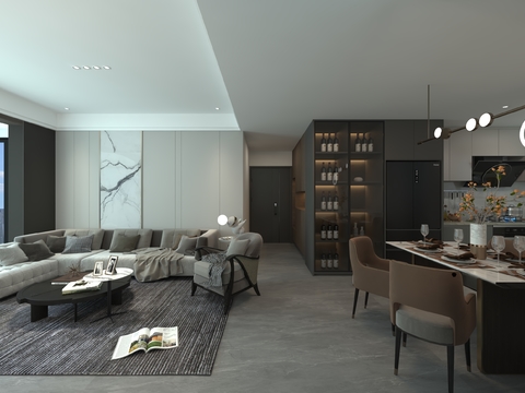 Premium gray living room dining room free