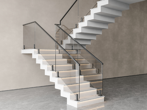 Glass Handrail Stairs Corner Stairs