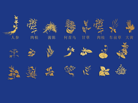 Chinese herbal medicine flower Chinese herbal medicine classical flower logo Icon