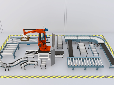 Conveyor belt production line logistics robot