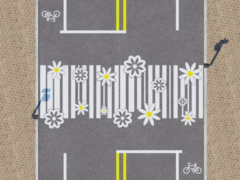 Creative Zebra Crossing Humanoid Crossing Municipal Road