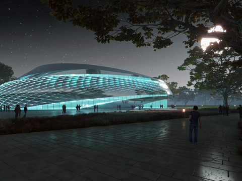 Science and Technology Museum Exhibition Hall Gymnasium Exterior Night View