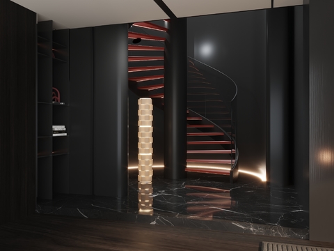 Dark Style Stairwell Revolving Staircase