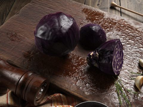 Purple-coated cabbage fruits and vegetables