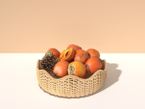 Rattan Fruit Basket Fruit Plate Persimmon