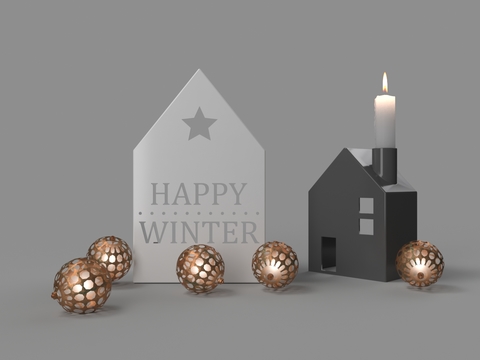 Building block house candle round lamp ornaments