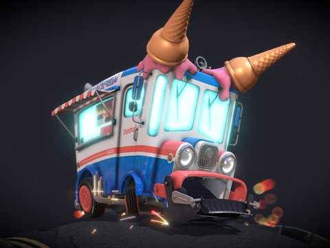 Cream ice cream car cartoon model