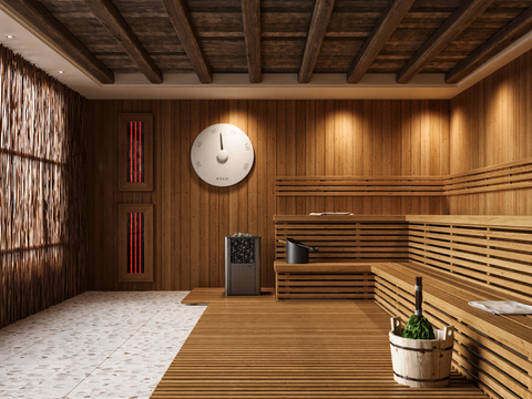 Solid wood sauna room