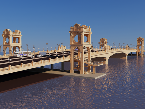 European-style river-crossing bridge