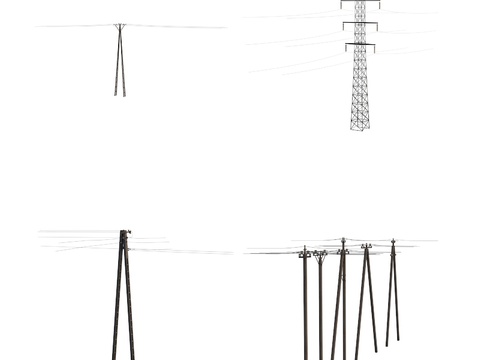 Old-fashioned wire pole high-voltage wire tower