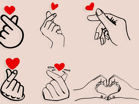 Palm Icon Gesture Element Than Heart Wall Decoration