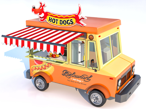 Mobile hot dog dining car roadside stall car