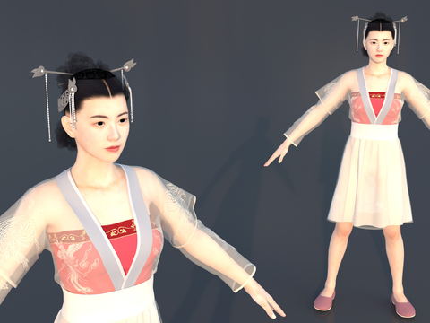 Ancient Asian Girl Hanfu Figure