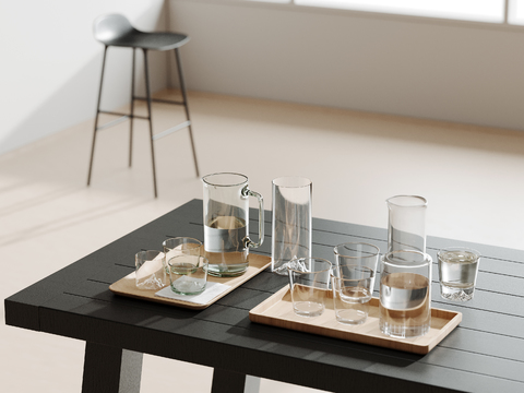 Modern tableware glass cup measuring cup tray