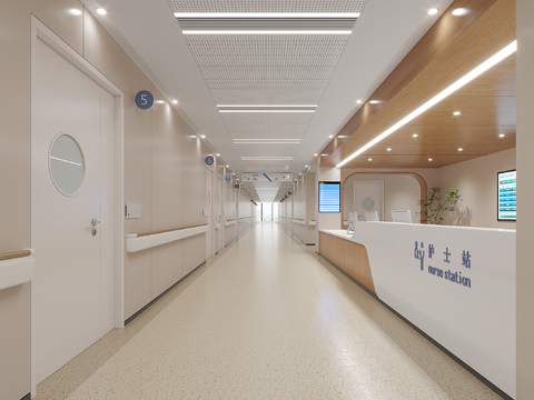 Hospital nurse station walkway