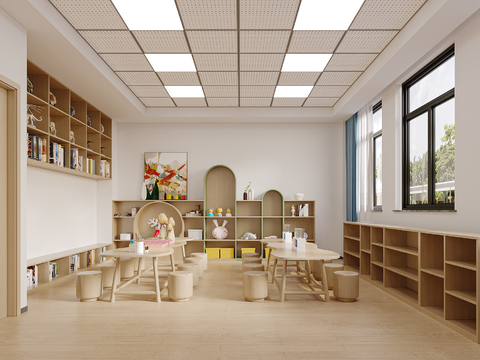 Modern kindergarten art classroom