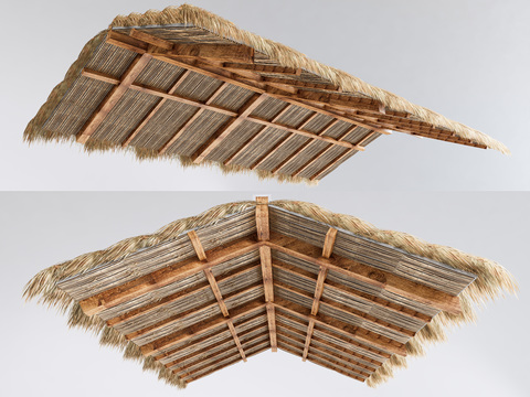 Chinese-style eaves beam thatched roof