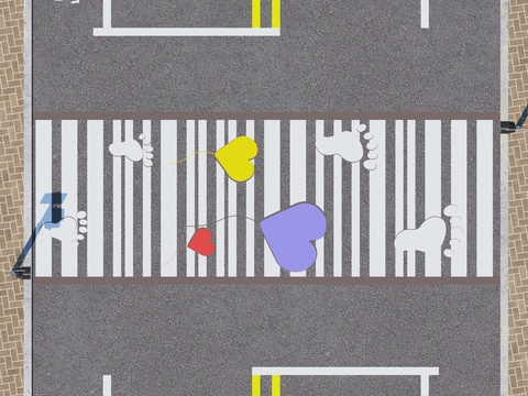 Creative Zebra Crossing Humanoid Crossing Municipal Road