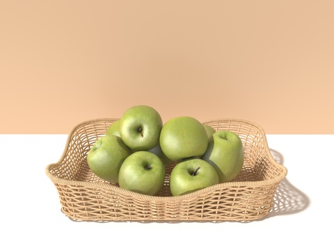 Green apple rattan fruit basket