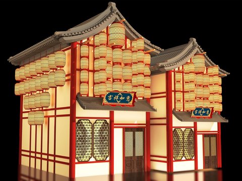 New Chinese Loft Archway Ancient Building Shop Facade