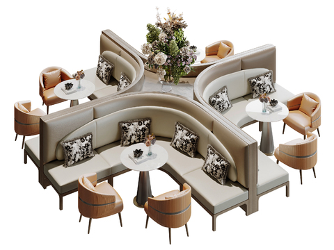 Booth Sofa Restaurant Card Seat Curved Card Seat