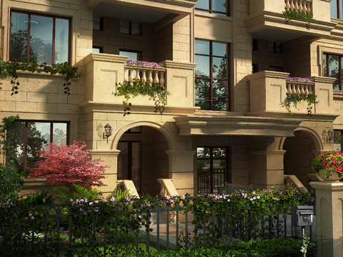 European villa exterior PSD