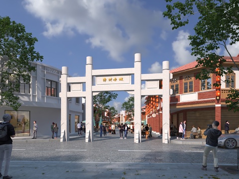 Chinese style memorial archway scenic street