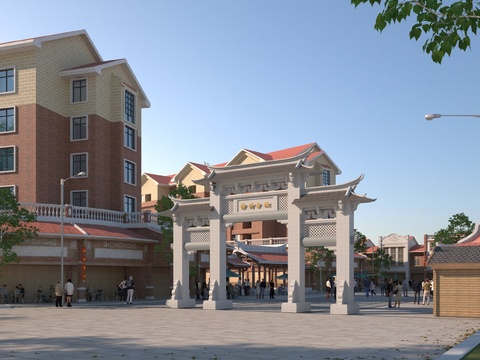 Chinese style memorial archway scenic street