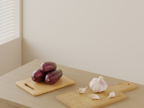 Vegetables Eggplant Garlic Cutting Board