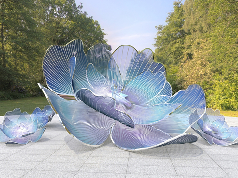 Urban landscape sketch flower sculpture