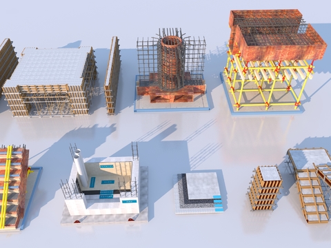 Site facilities construction template scaffolding