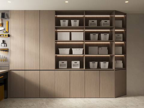 Modern wood color storage room