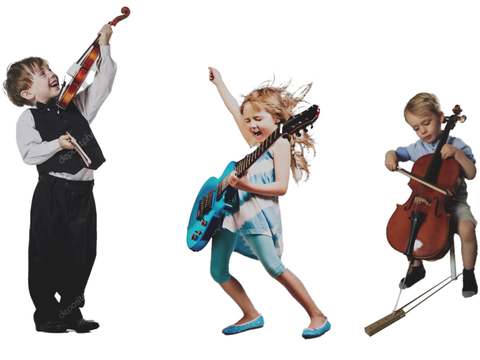 Kids Playing Violin School Characters