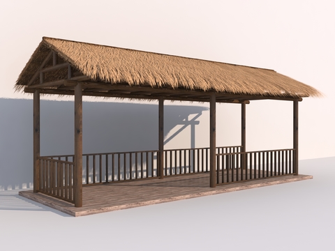 Chinese-style thatched pavilion porch