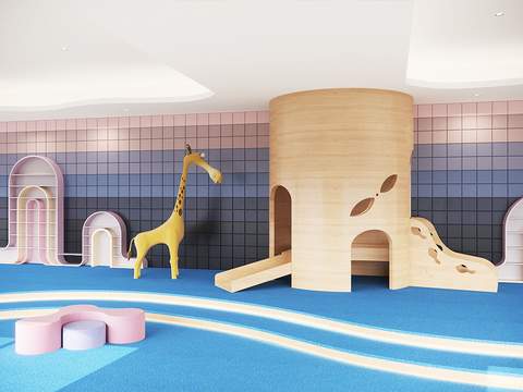 Modern children's playground recreation room slide