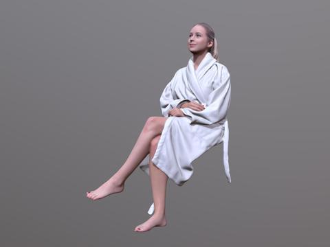 Bathrobe figure sitting posture beauty