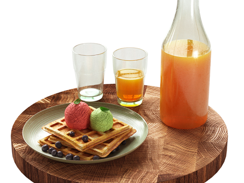 Afternoon Tea Dessert Waffles Orange Juice