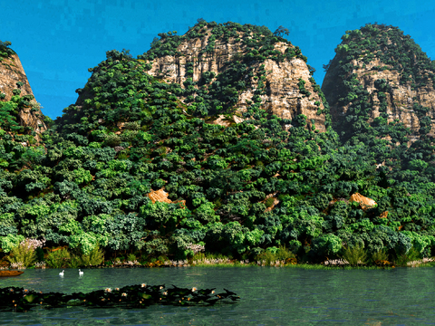 Green Mountain and Green Water Landscape