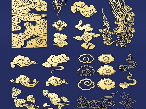 Chinese style cloud pattern wall decoration auspicious cloud pattern fold cloud pattern